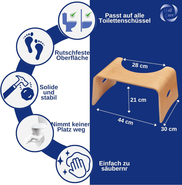 Toilettenhocker Lackiertes Holz Natur
