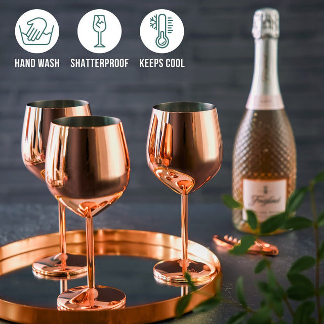 Edelstahl Weingläser Roségold 4er-Set