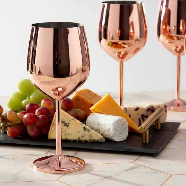 Edelstahl Weingläser Roségold 4er-Set