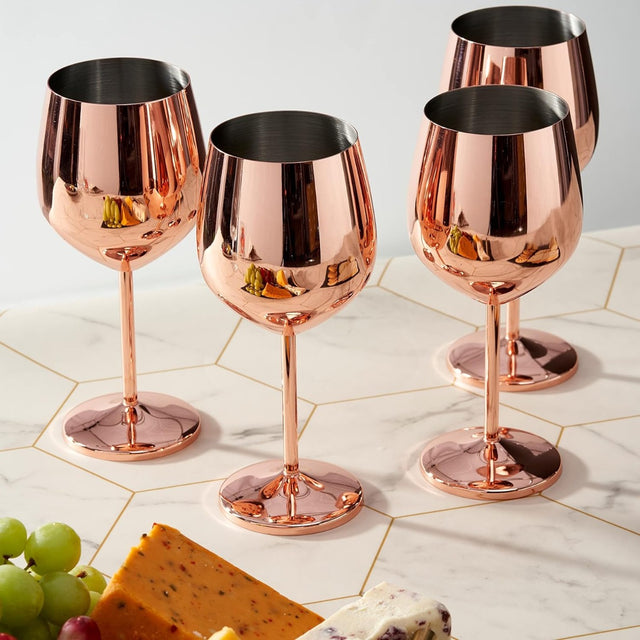 Edelstahl Weingläser Roségold 4er-Set