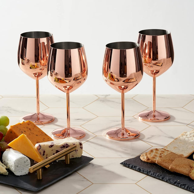 Edelstahl Weingläser Roségold 4er-Set
