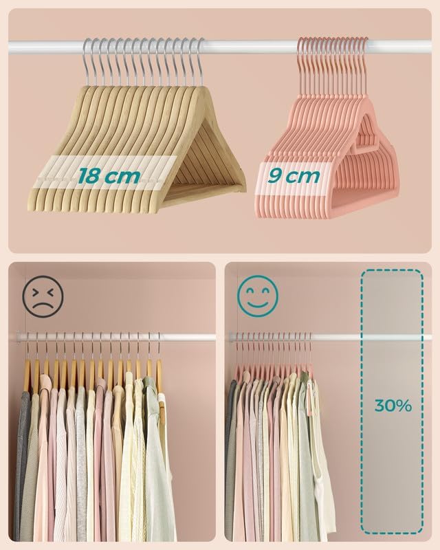 Kleiderbügel Samt 30er Set Roségold