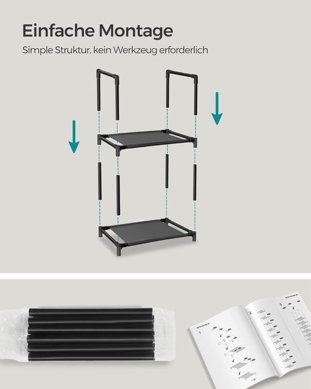 Schuhregal Metallgestell 10 Ebenen Schwarz von Songmics