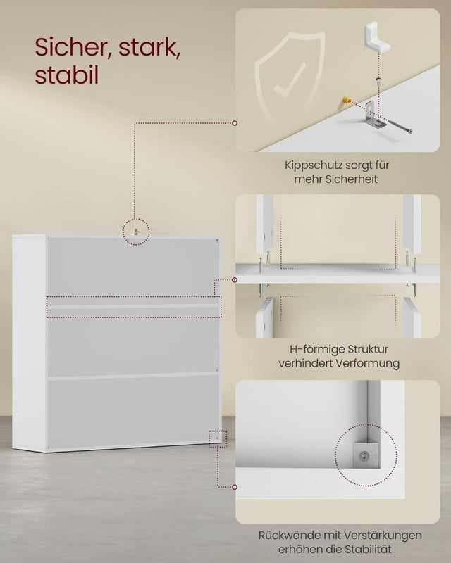 Bücherregal Offenes Regal 3 Fächer Weiss von Songmics