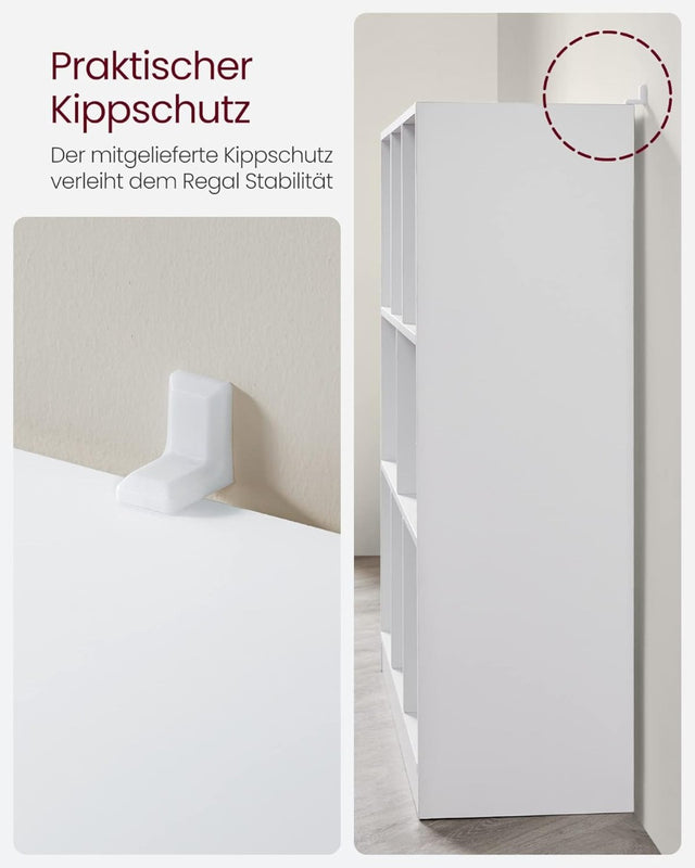 Bücherregal 8 Fächer Horizontal Wohnzimmer Weiss von Songmics