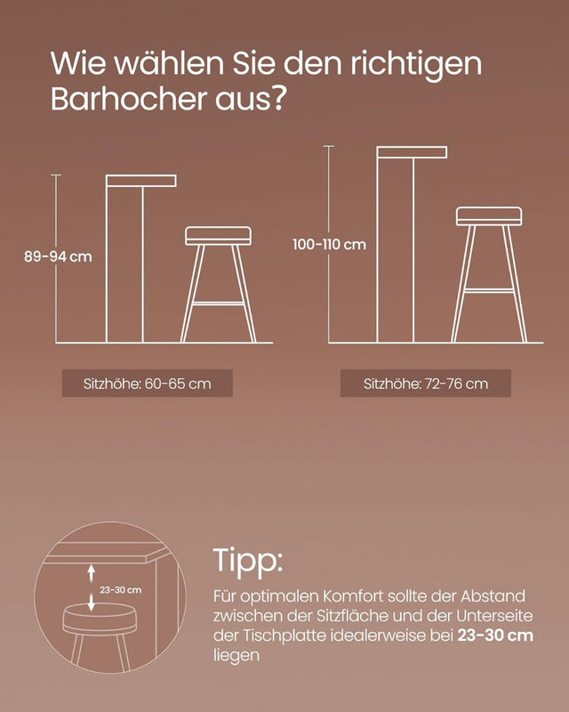 Barhocker Set Metallgestell 65cm Vintagebraun Schwarz von Songmics