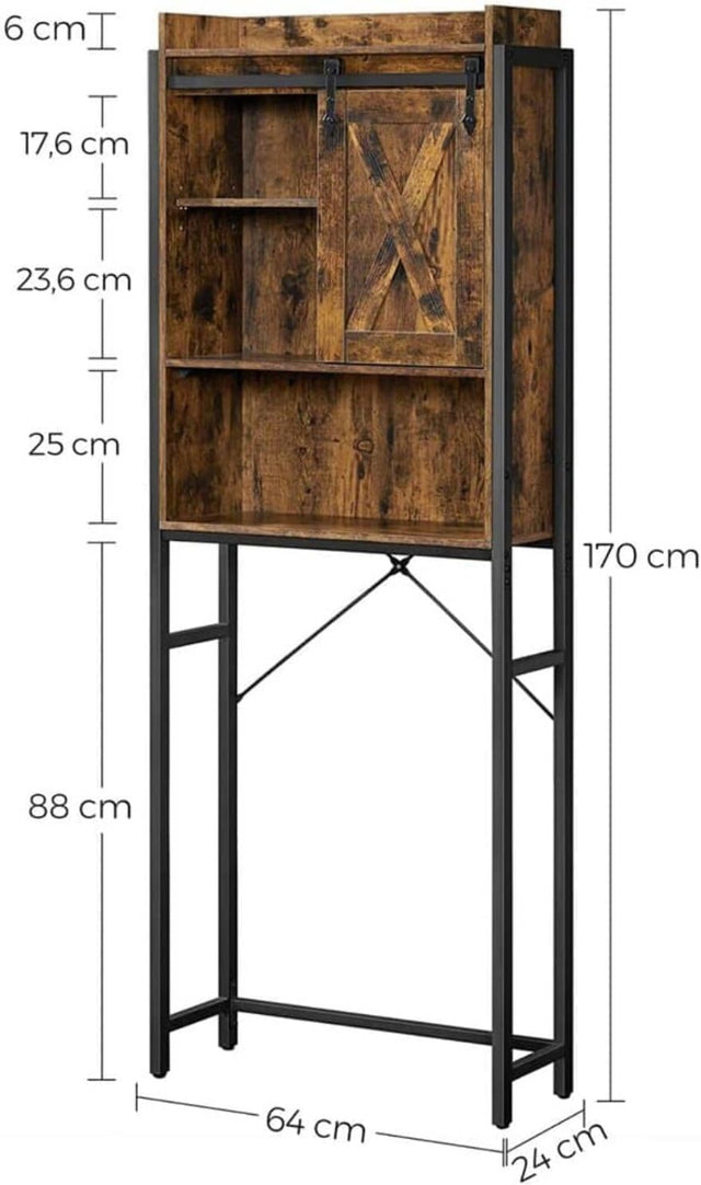 Toilettenregal mit Schrank Industrie-Design vintagebraun von Songmics