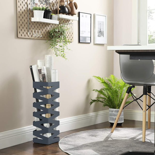 Regenschirmständer Metall quadratisch mit Haken Anthrazit von Songmics