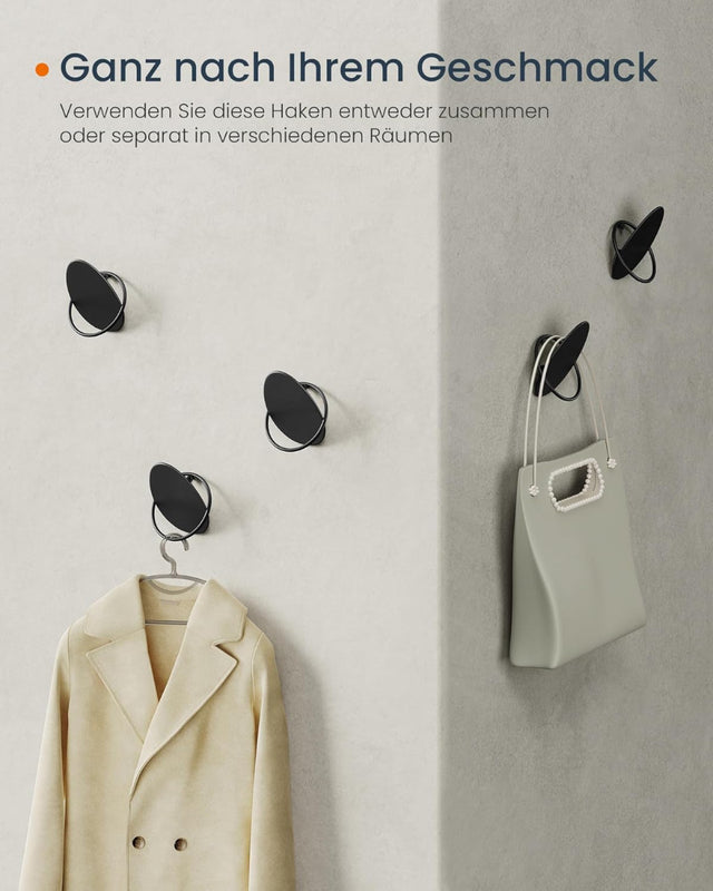 Garderobenhaken Kleiderhaken 4er Set Schwarz