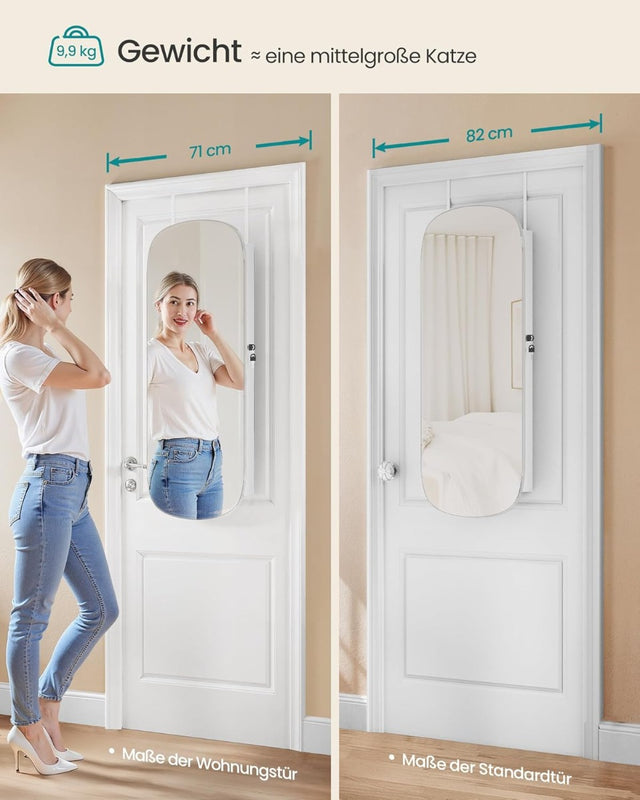 Schmuckschrank Spiegelschrank LED Beleuchtung abschliessbar Weiss