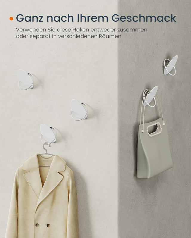 Garderobenhaken Kleiderhaken 4er Set Weiss