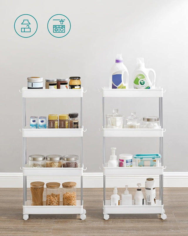 Rollwagen Küchenregal mit Haken Weiss