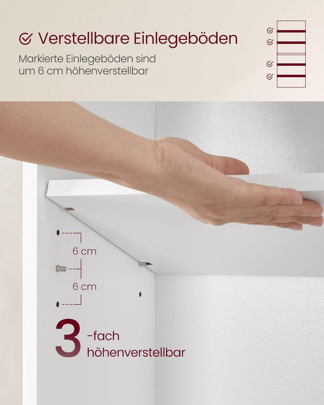 Bücherregal 6-stöckig Offenes Standregal Wolkenweiss, 24 x 60 x 178,5 cm