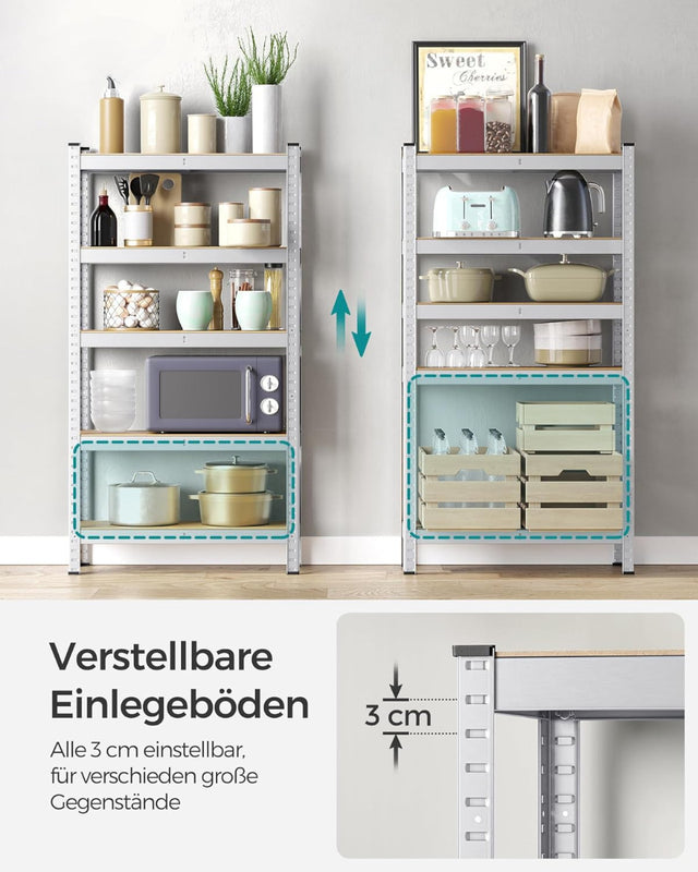 Schwerlastregal mit Stahlgestell, bis 650 kg, silbern von Songmics