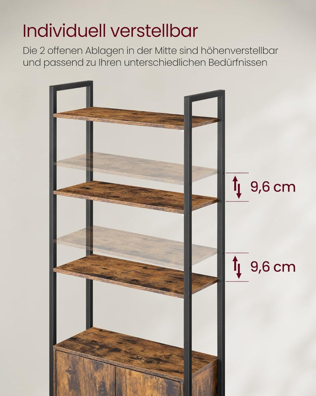 Bücherregal Standregal Metallrahmen Verstellbar Vintagebraun von Songmics