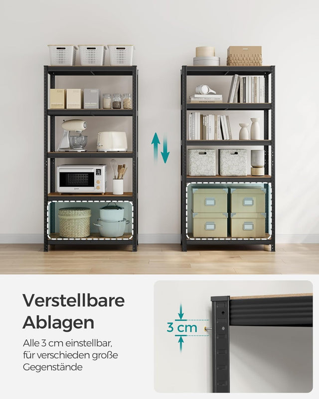 Standregal Industrie-Design mit 5 Ablagen, bis 875 kg belastbar, Vintagebraun-Schwarz von Songmics