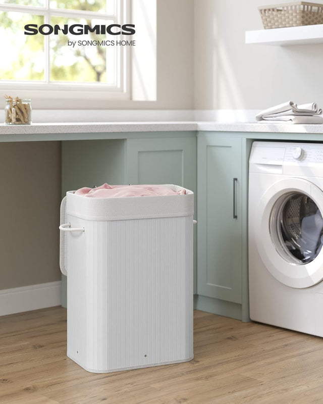 Wäschekorb Wäschesammler Bambus 72l weiss