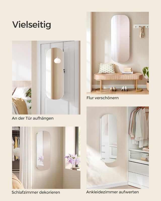 Schmuckschrank Spiegelschrank LED Beleuchtung abschliessbar Weiss