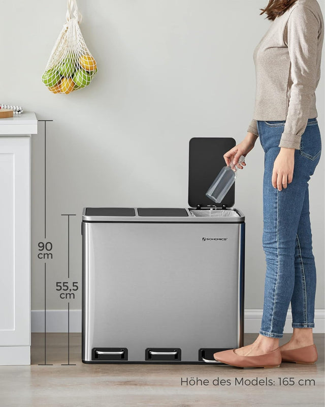Mülleimer Küche Mülltrennsystem 3 Fächer Silber