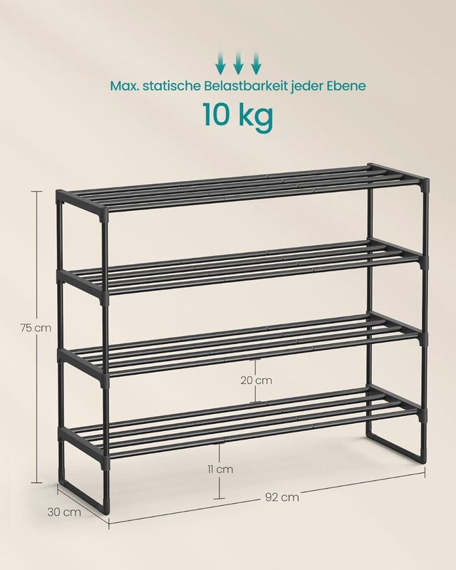 Schuhregal Schuhständer mit 4 Ebenen für 20 Paar von Songmics