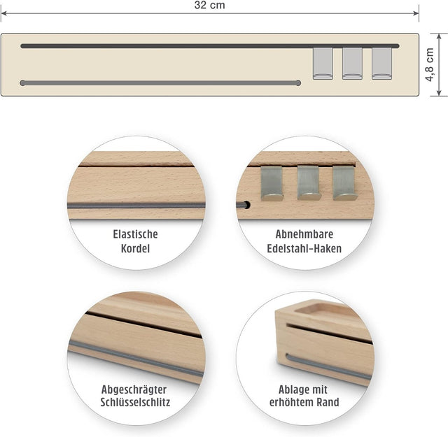 mon.key Schlüsselbrett und Brillenhalter grey