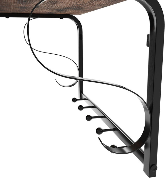 Wandgarderobe mit Regal, 5 Haken, rustikales Braun von guteszeug.ch