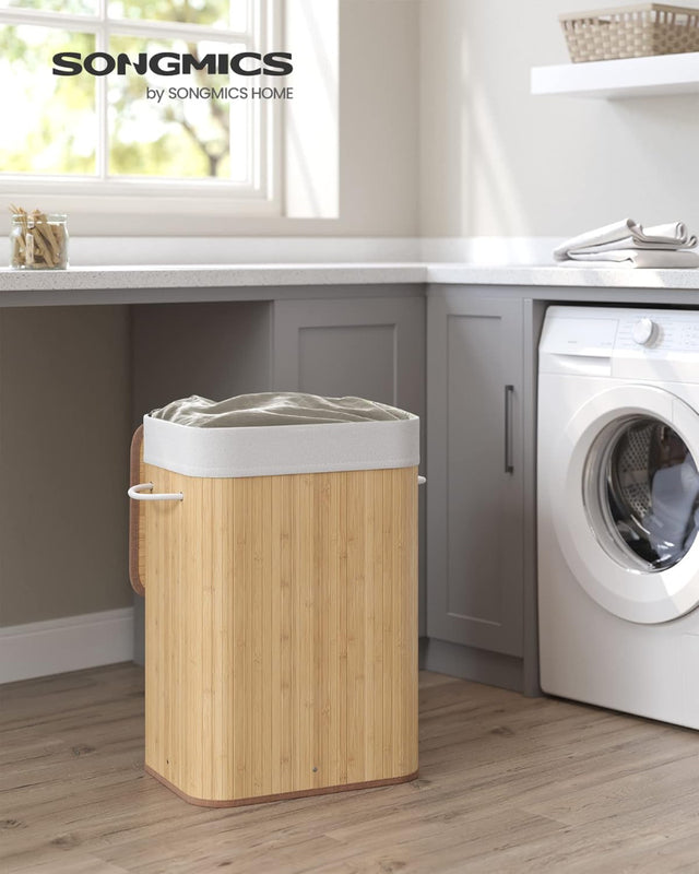 Wäschekorb Wäschesammler mit Deckel Bambus 72l