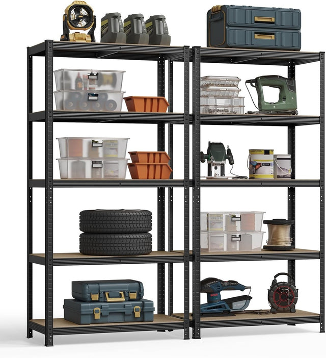 Schwerlastregale Stahlgestell Verstellbare Ablagen, 50 x 100 x 200 cm, Schwarz