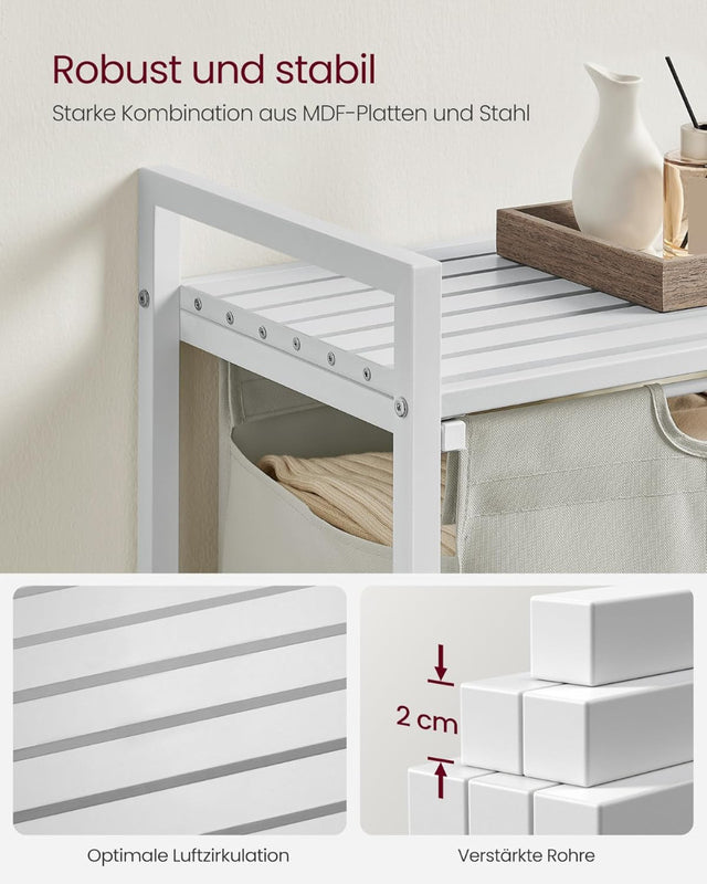 Wäschekorb mit Ablage, cremeweiss-mattweiss von Songmics