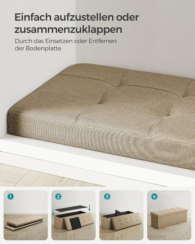 Sitzbank Sitztruhe Stauraum Klappbar Belastbar Wohnzimmer Kamelbraun