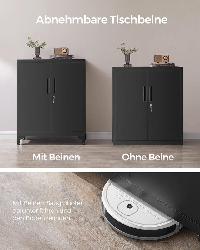 Aktenschrank abschliessbar Stahl Mehrzweckschrank Mattschwarz von Songmics