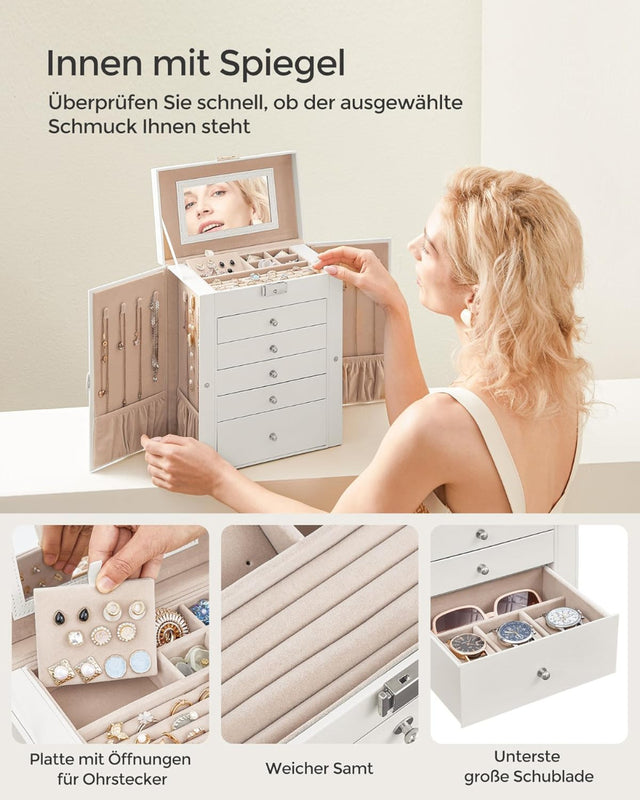 Schmuckkasten Schmuckschatulle mit 6 Ebenen