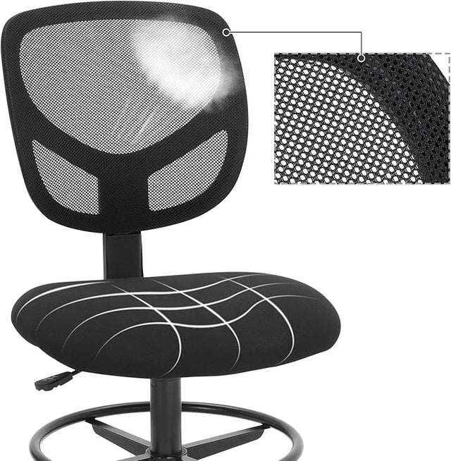 Bürostuhl Höhenverstellbar Ergonomisch Drehbar Stoff Schwarz von Songmics