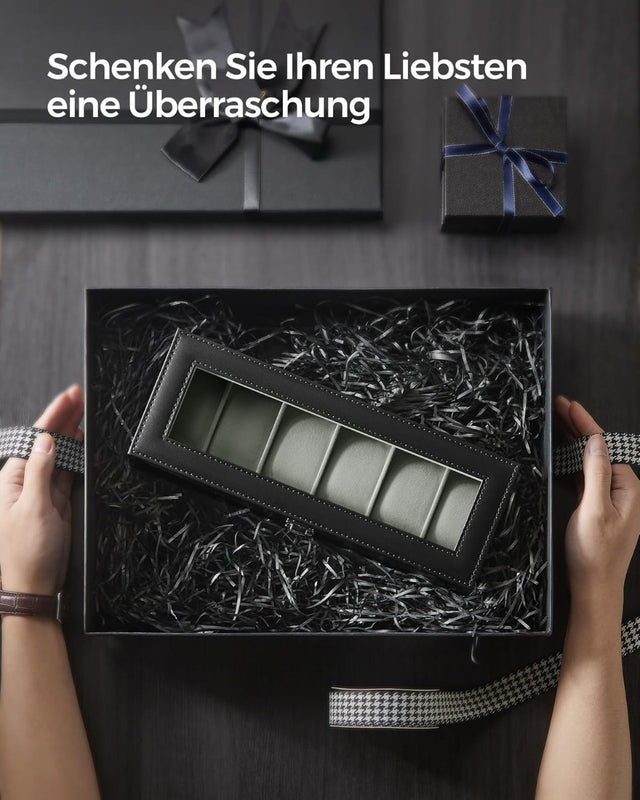 Uhren Aufbewahrung Box für 6 Uhren Schwarz