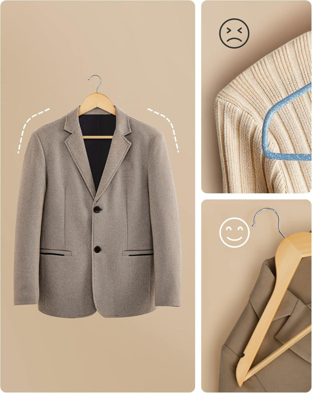 Kleiderbügel Holz 10er Set Einkerbungen im Schulterbereich