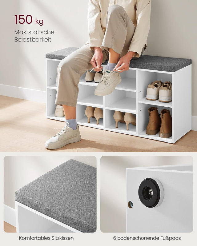 Schuhbank Stauraum Sitzfläche Verstellbar Weiss Grau