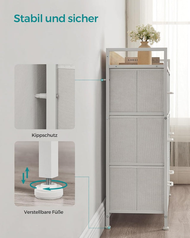 Kommode Stoffschubladen Metallgestell Industriedesign Wolkenweiss von Songmics