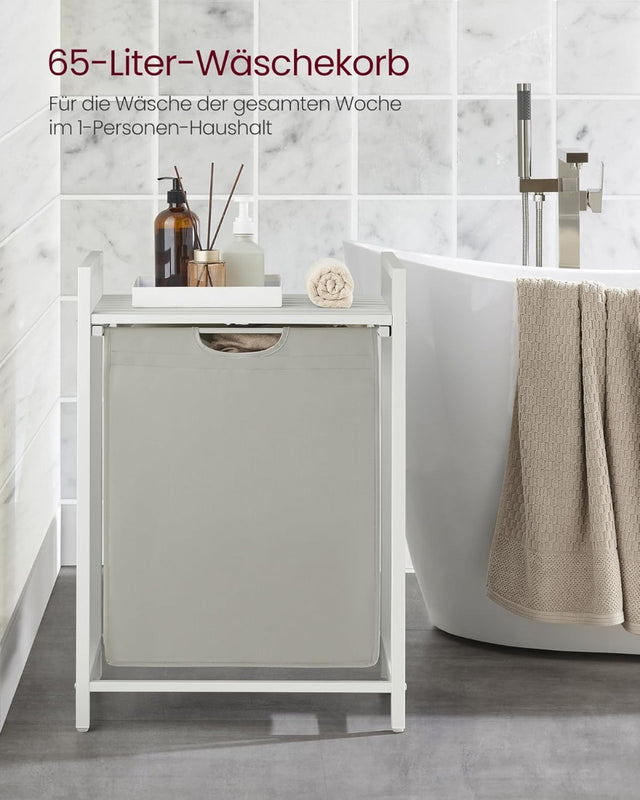 Wäschekorb mit Ablage, cremeweiss-mattweiss von Songmics