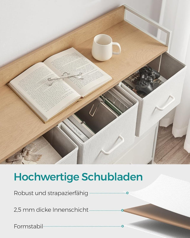 Kommode Stoffschubladen Metallgestell Industriedesign Wolkenweiss von Songmics