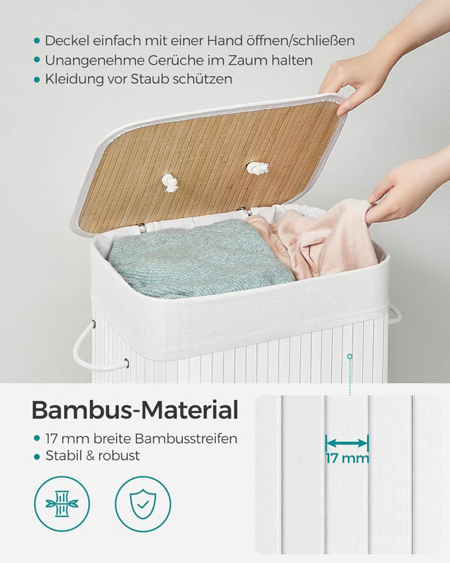 Wäschekorb Wäschesammler Bambus 72l weiss