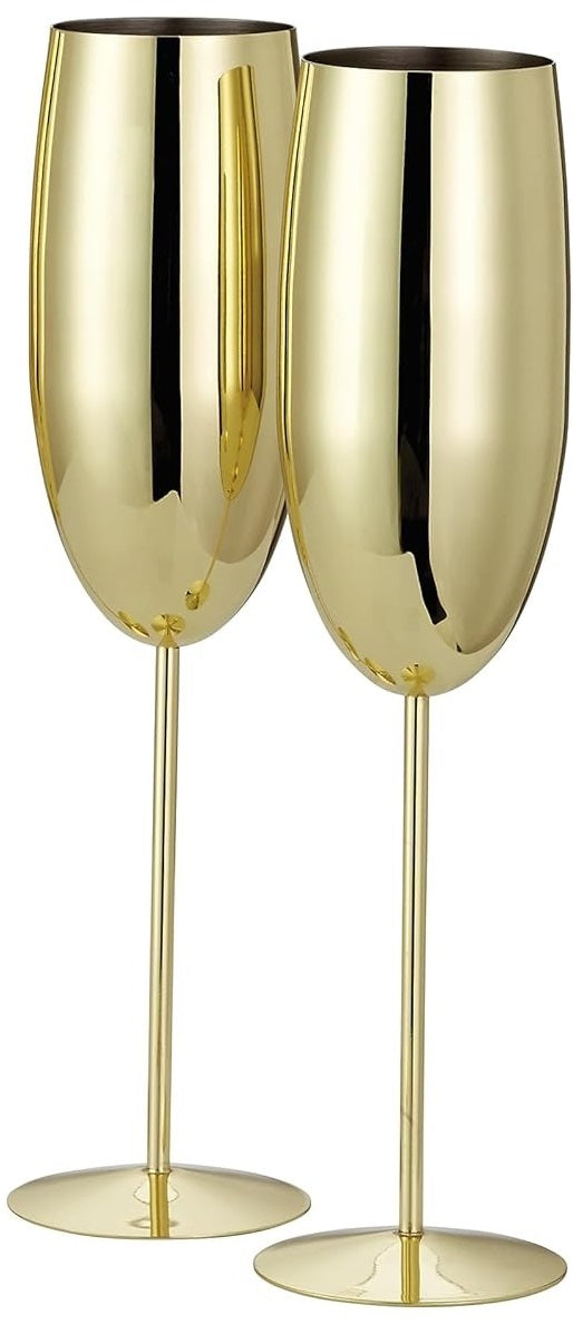 Edelstahl Sektgläser Flute Gold 2er-Set