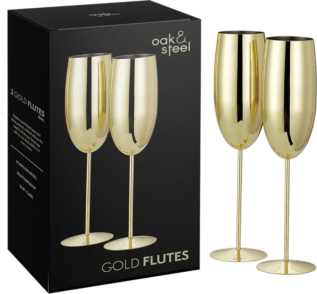 Edelstahl Sektgläser Flute Gold 2er-Set