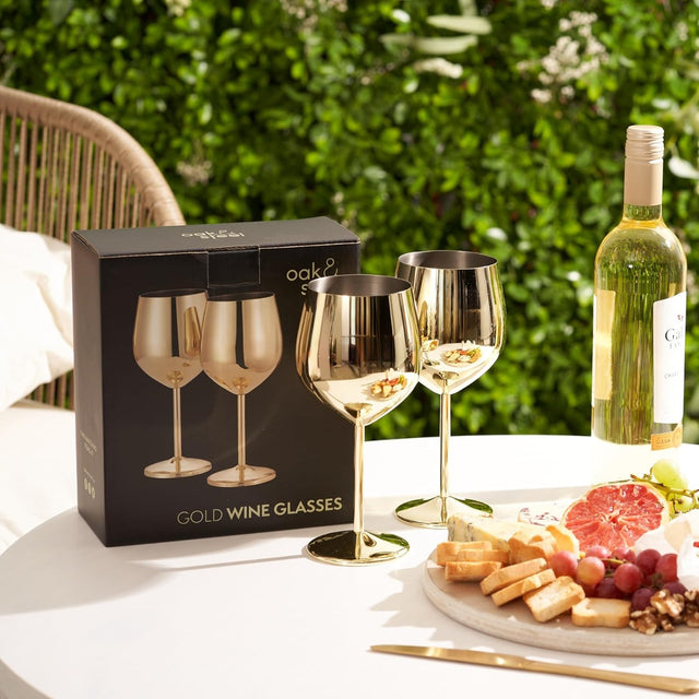Edelstahl Weingläser Gold 2er-Set