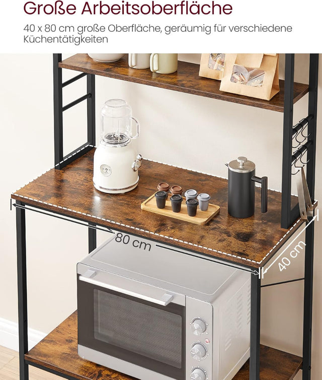 Küchenregal mit 6 Ablagen vintagebraun 80cm breit