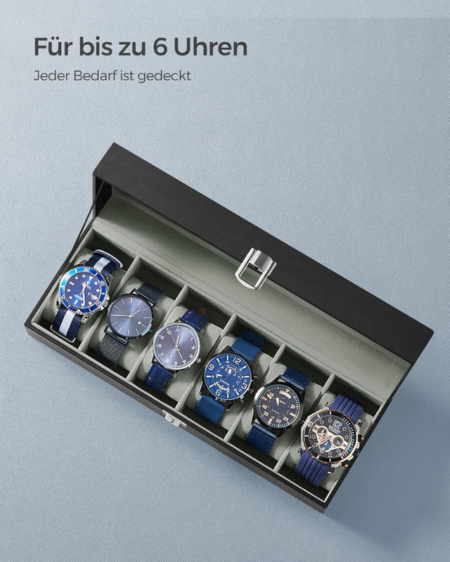 Uhren Aufbewahrung Box für 6 Uhren Schwarz