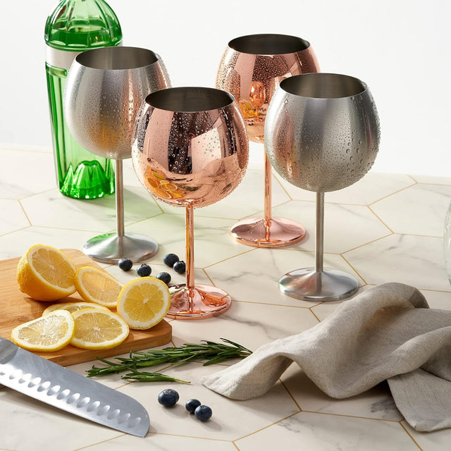 Edelstahl Gin Gläser Silber 4er-Set