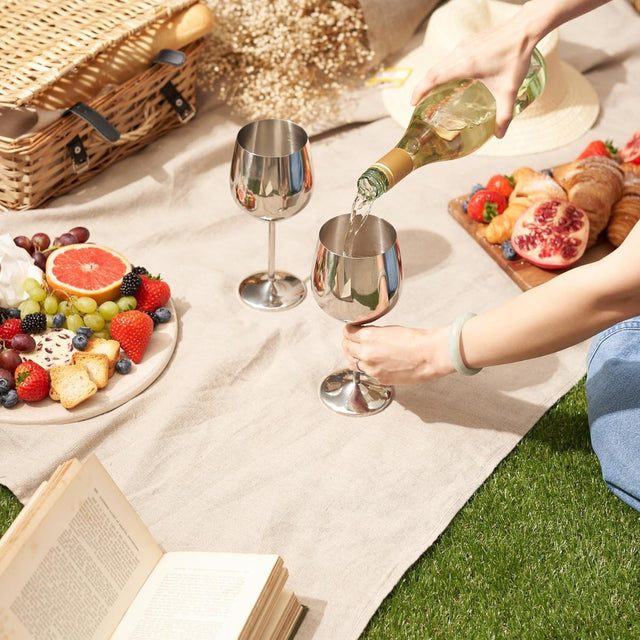 Edelstahl Weingläser Silber 2er-Set