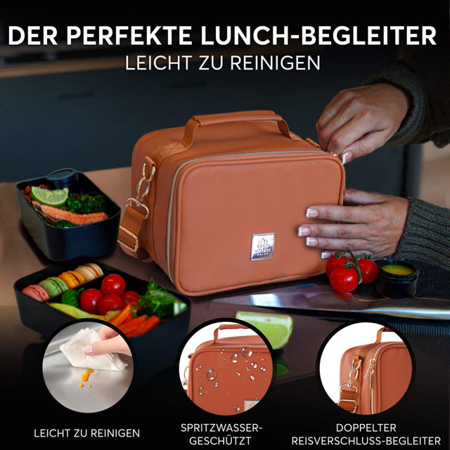 Insulated Lunch Bag Elegant Brown Premium