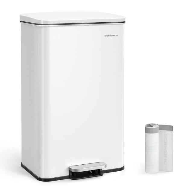 Mülleimer Küche 40L Stahl Weiss inkl. Müllbeutel