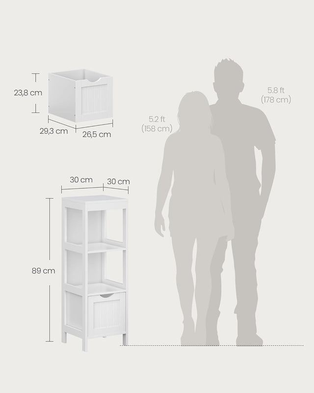 Badkommode Holzregal 4 Etagen Weiss von Songmics